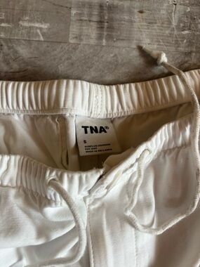 TNA Off-White Elastic Waist Drawstring Jeans